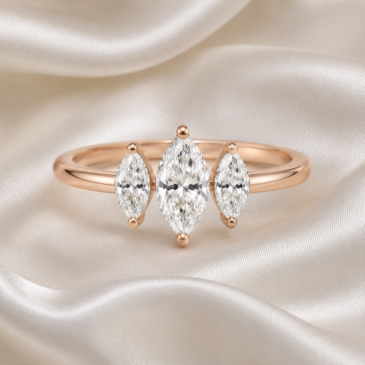 Three Stone Marquise Engagement Ring