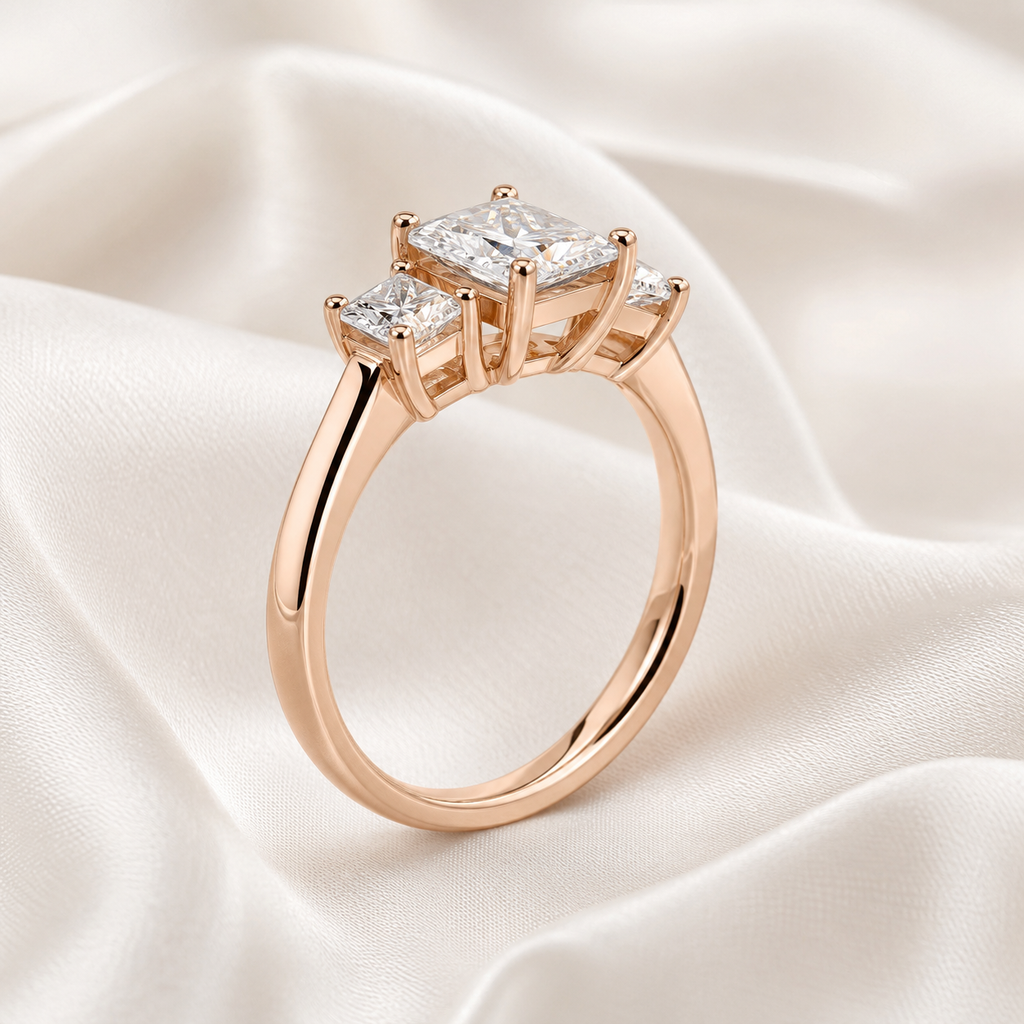 Three Stone Princess Engagement Ring
