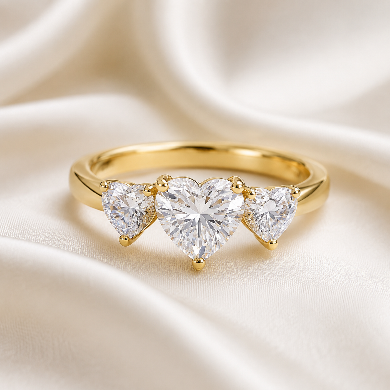 Three Stone Heart Engagement Ring