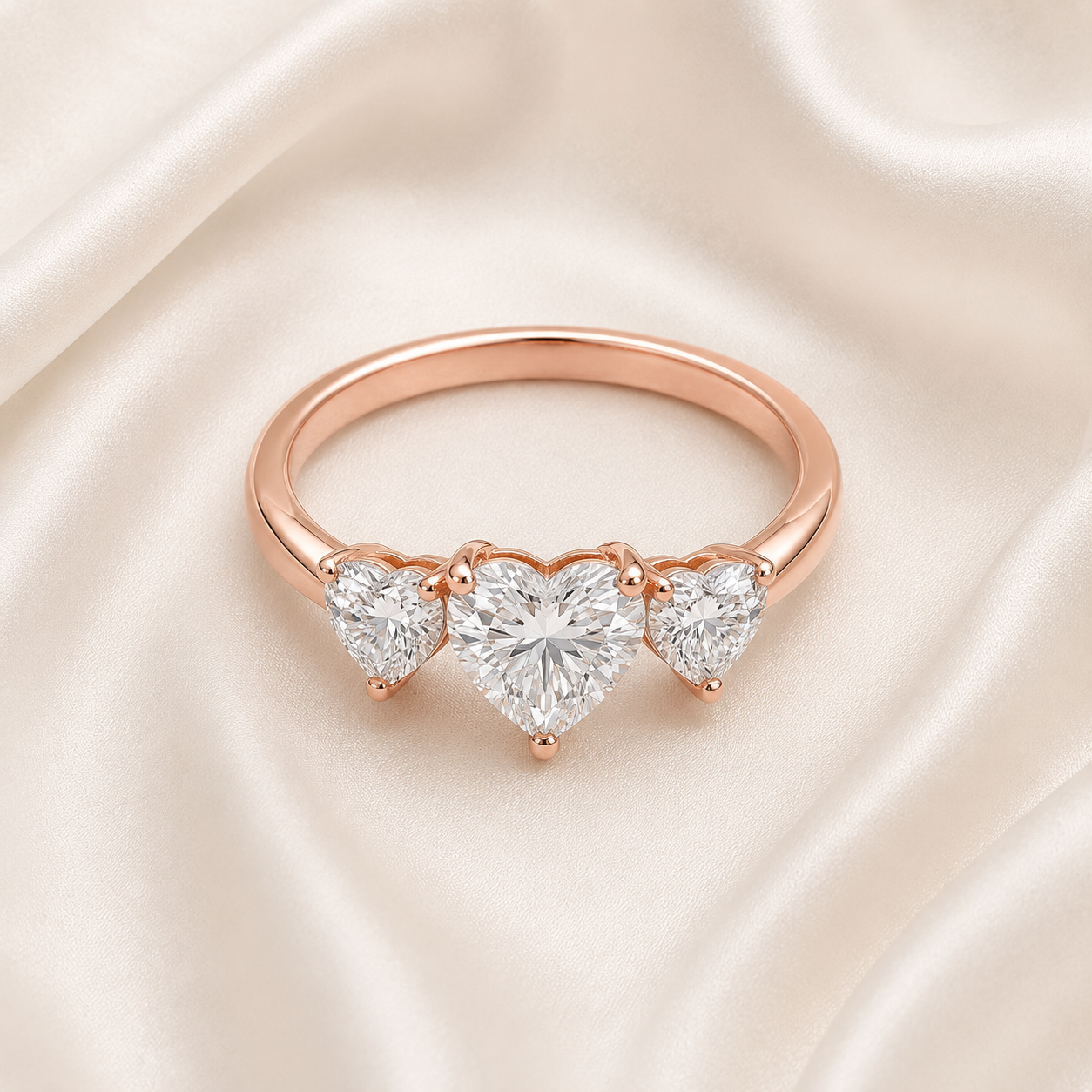 Three Stone Heart Engagement Ring