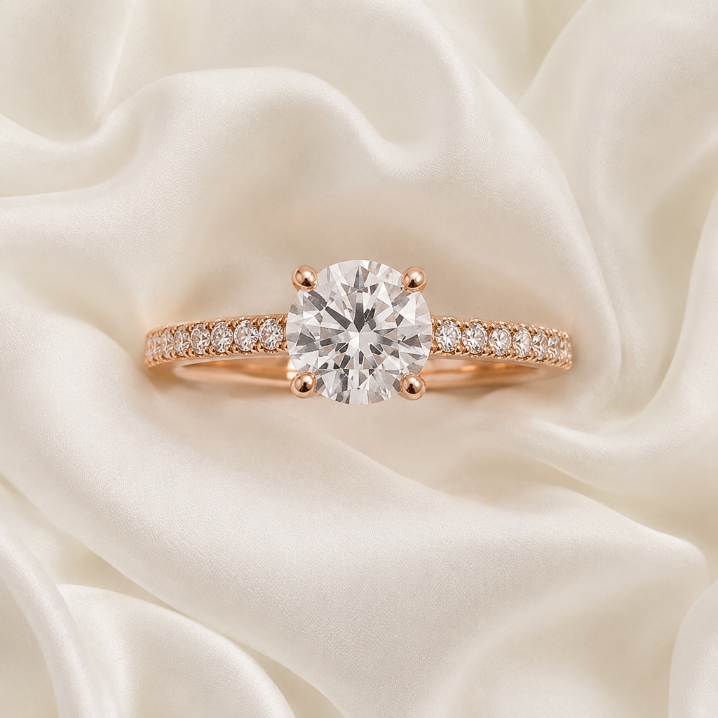 Pave Round Engagement Ring