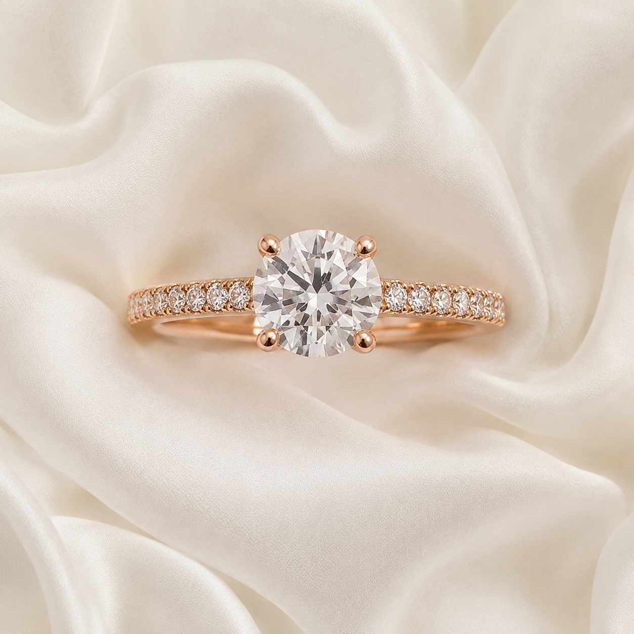 Pave Round Engagement Ring