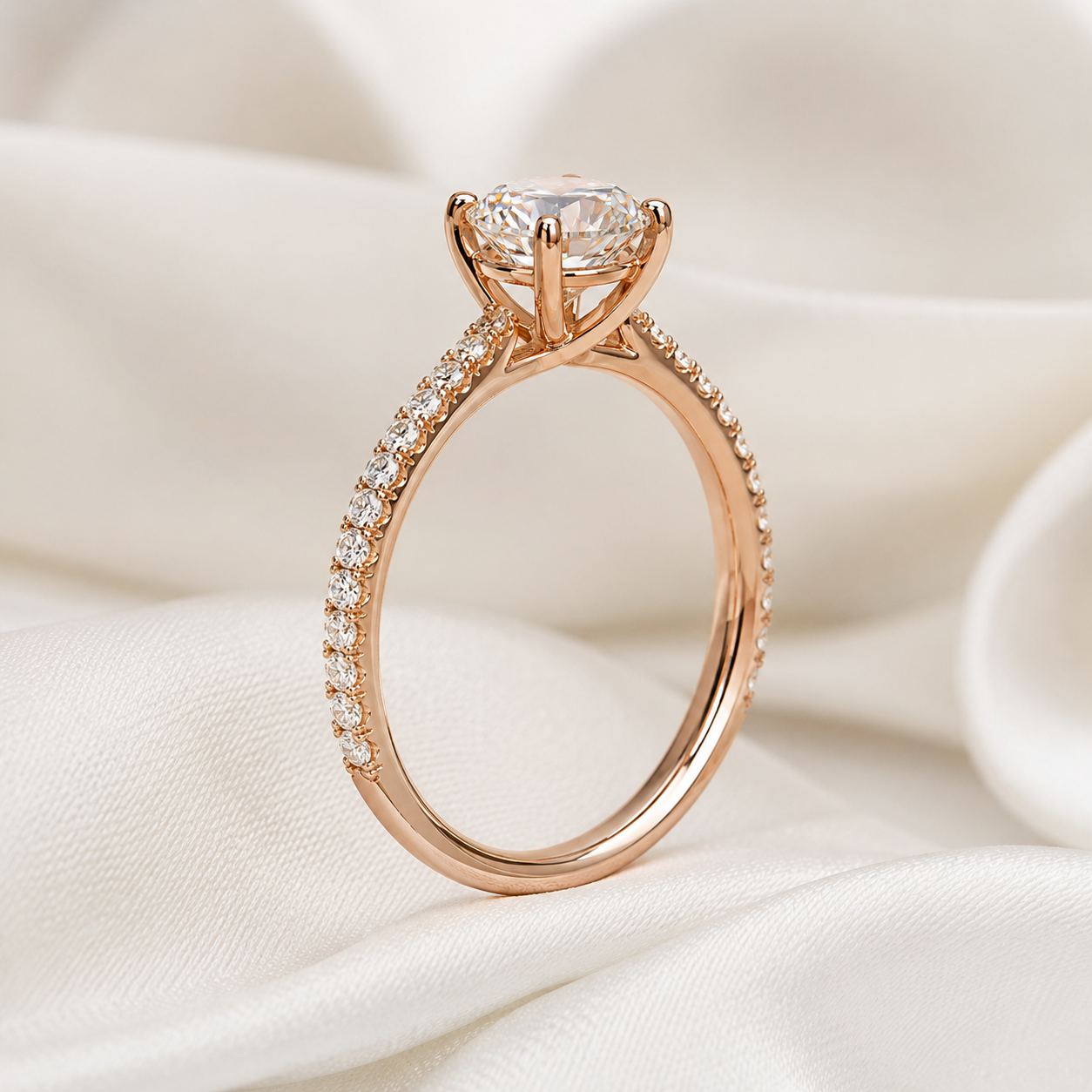 Pave Round Engagement Ring