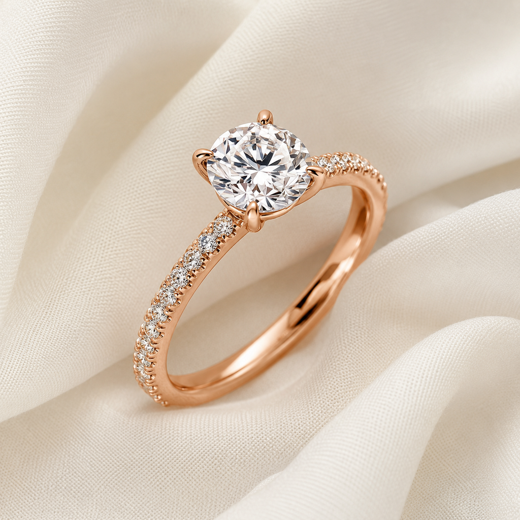 Pave Round Engagement Ring