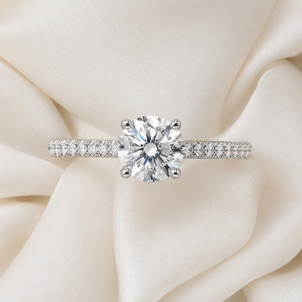 Pave Round Engagement Ring