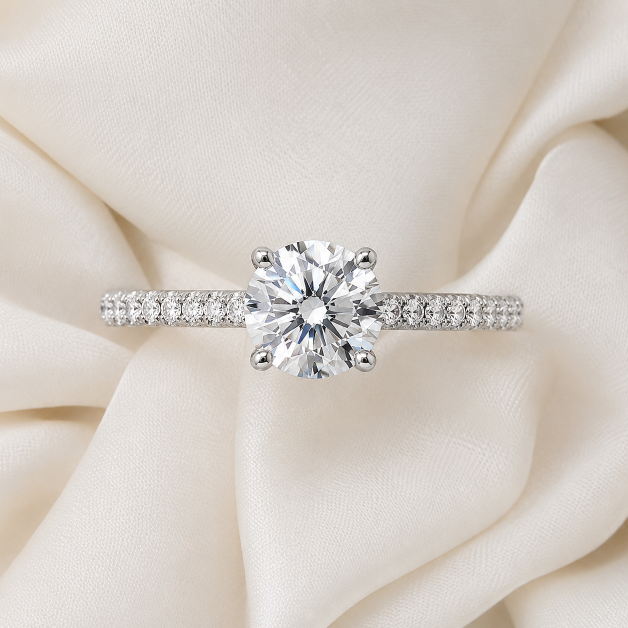 Pave Round Engagement Ring