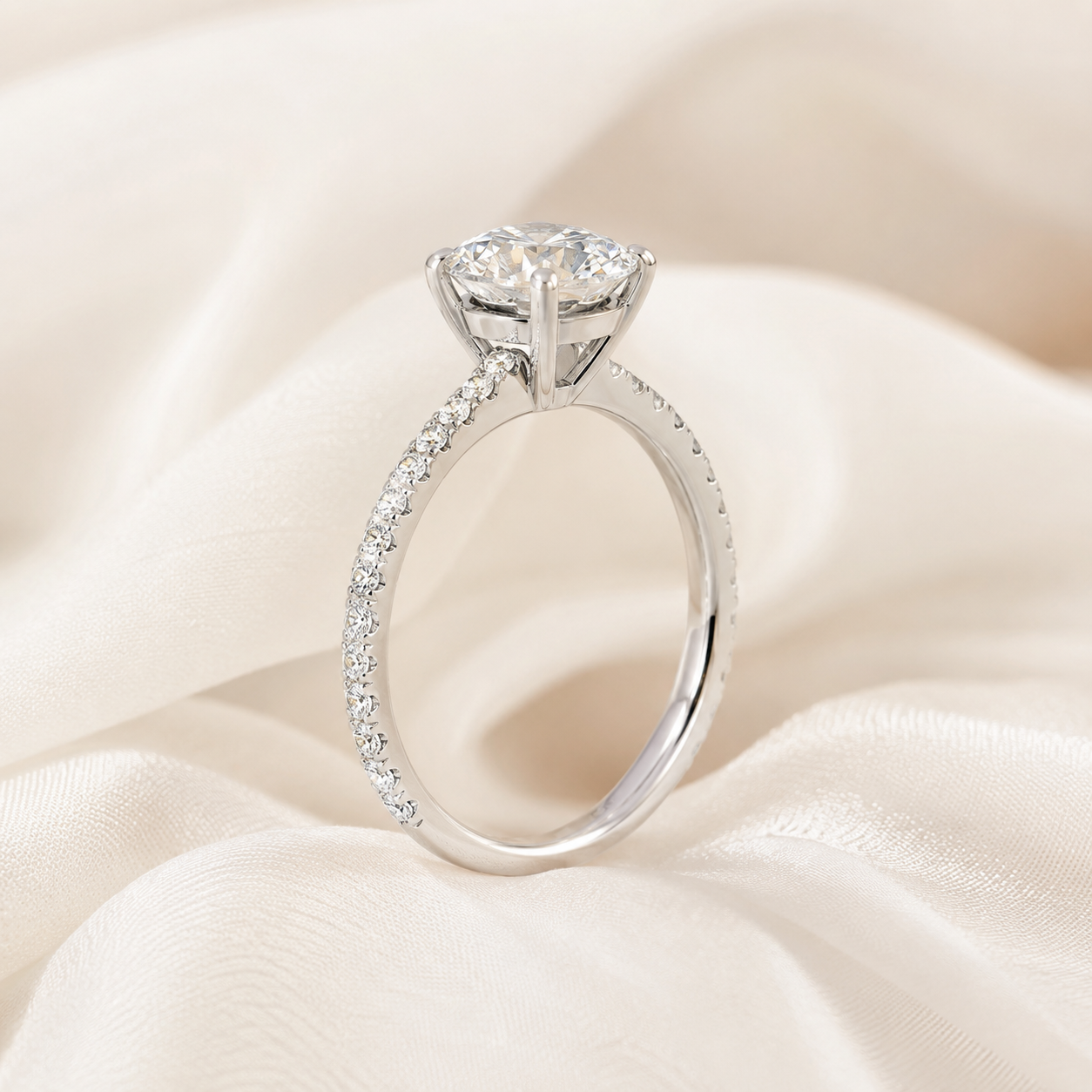 Pave Round Engagement Ring
