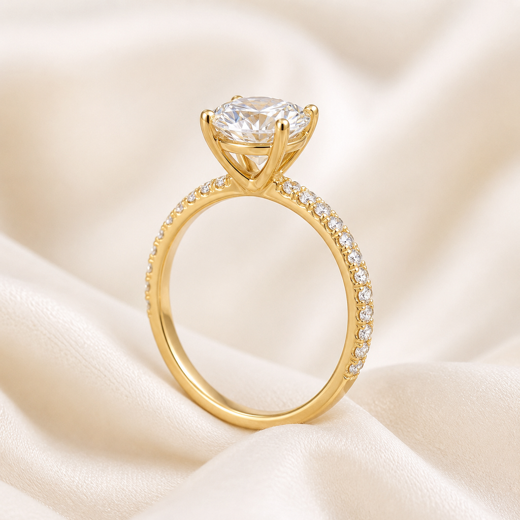 Pave Round Engagement Ring