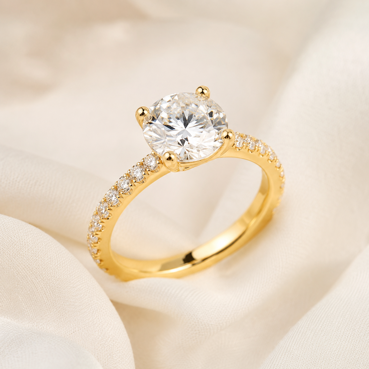 Pave Round Engagement Ring