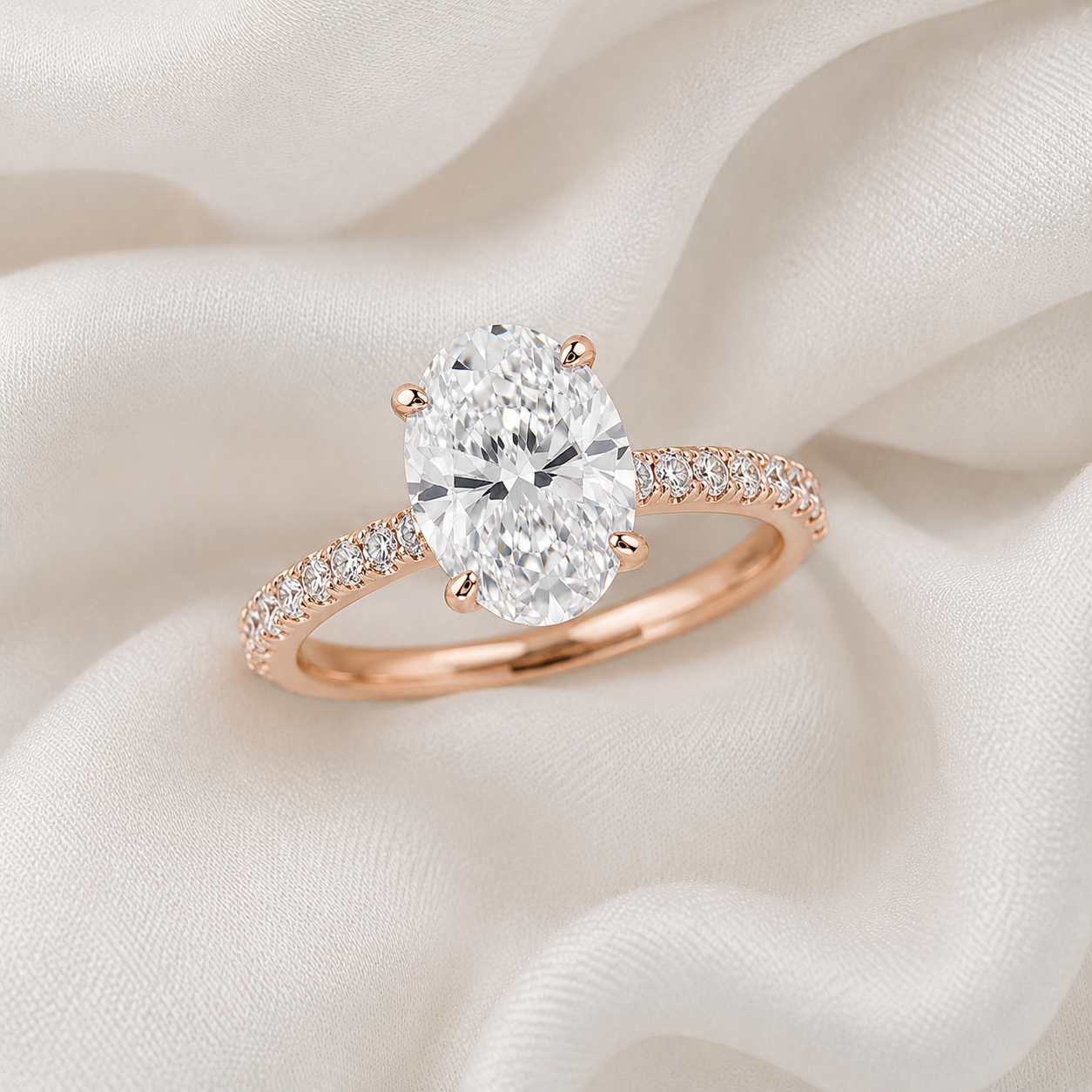 Pave Oval Engagement Ring