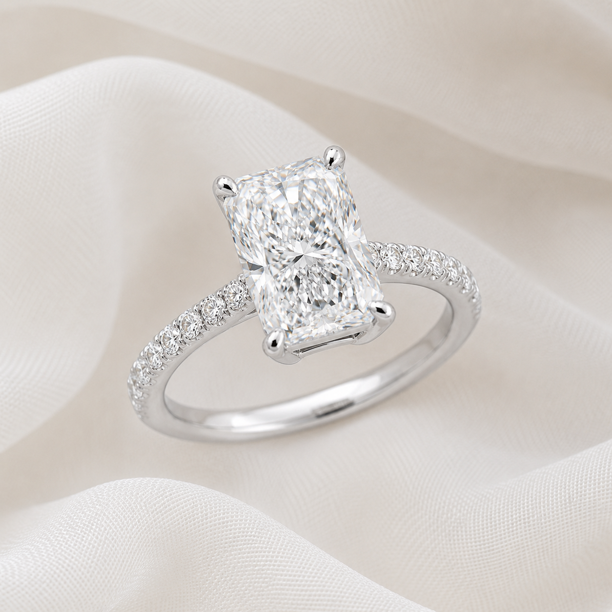 Pave Radiant Engagement Ring