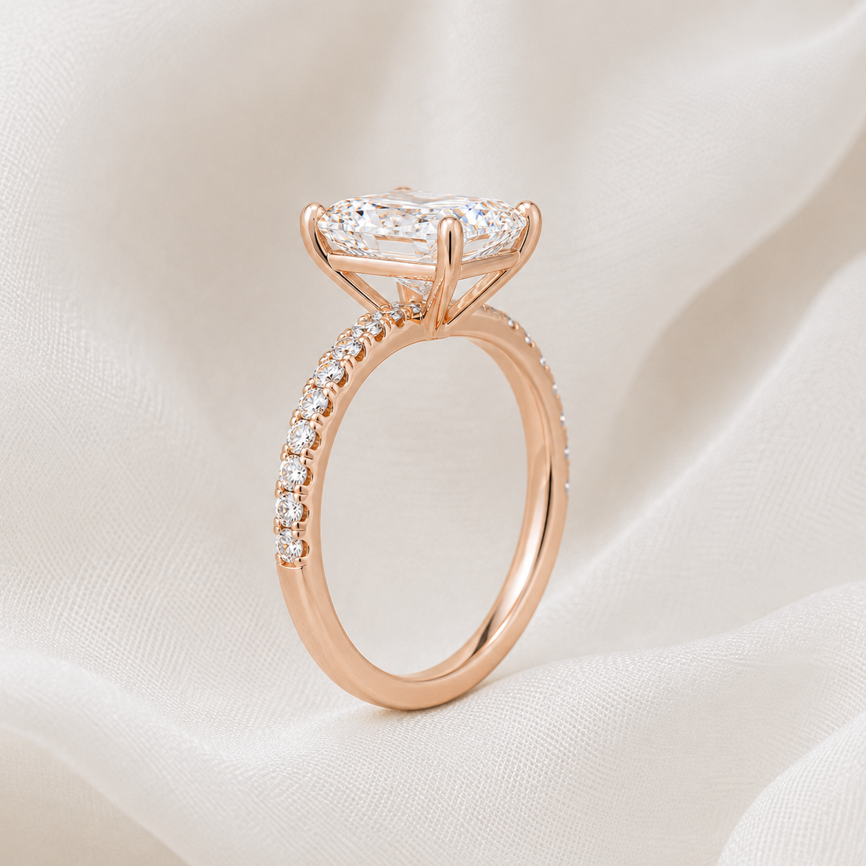 Pave Radiant Engagement Ring