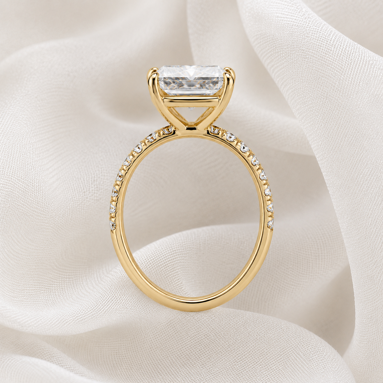 Pave Radiant Engagement Ring