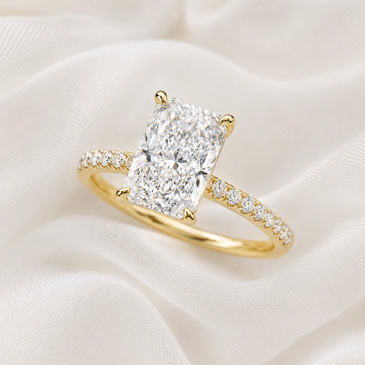 Pave Radiant Engagement Ring