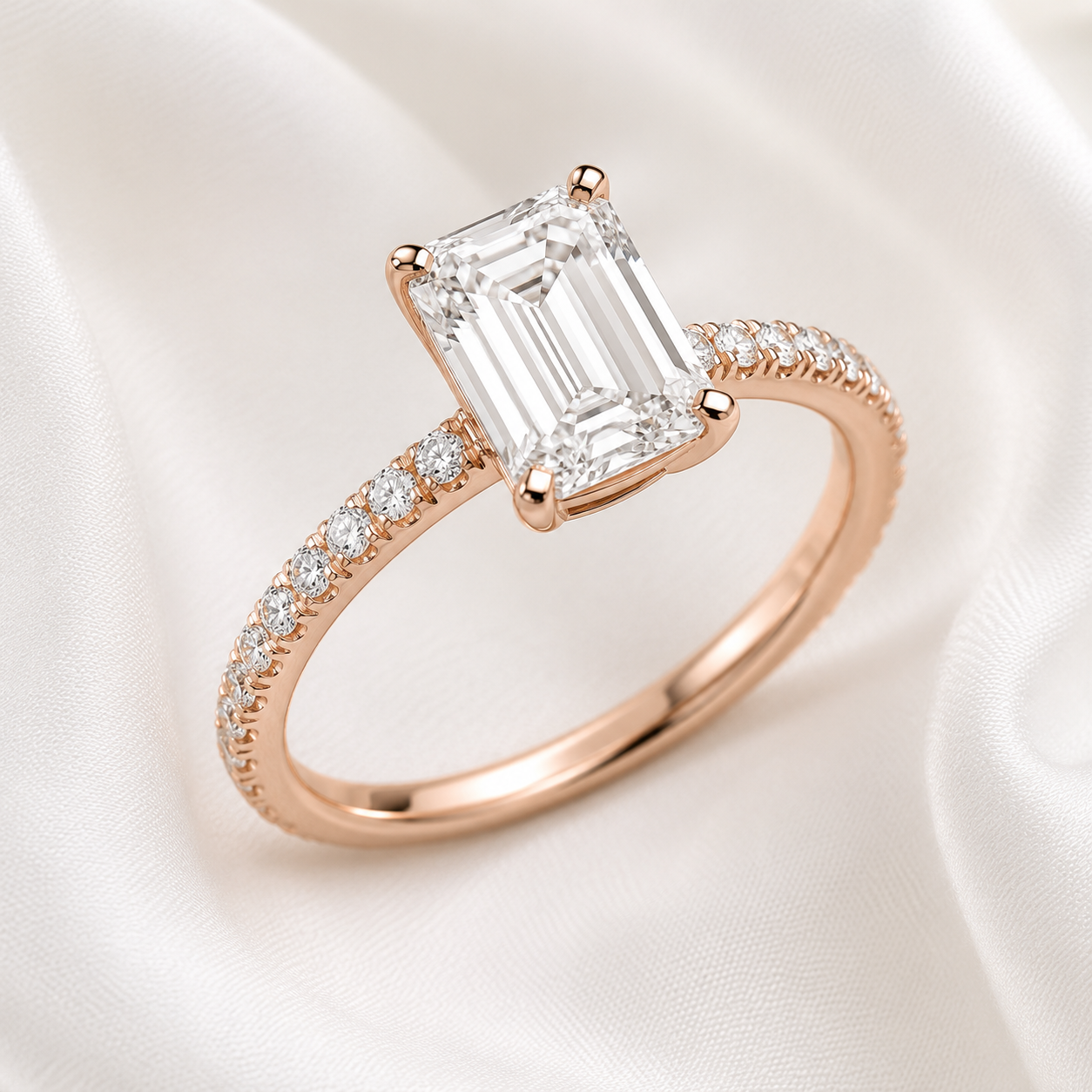 Pave Emerald Engagement Ring