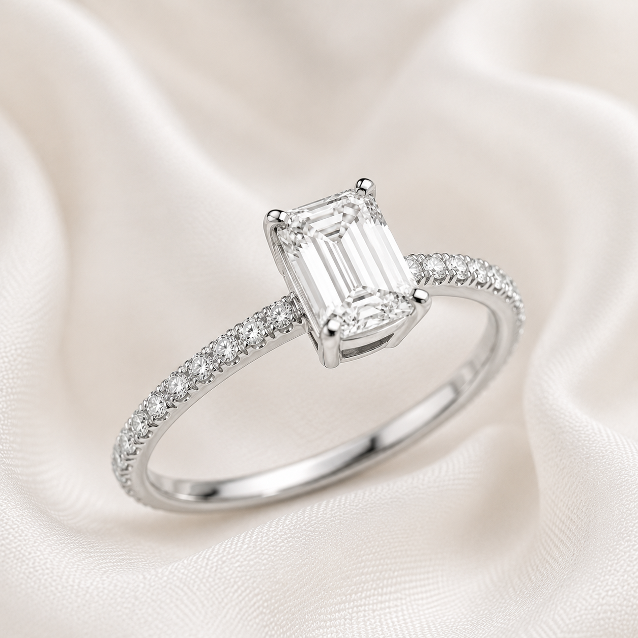 Pave Emerald Engagement Ring