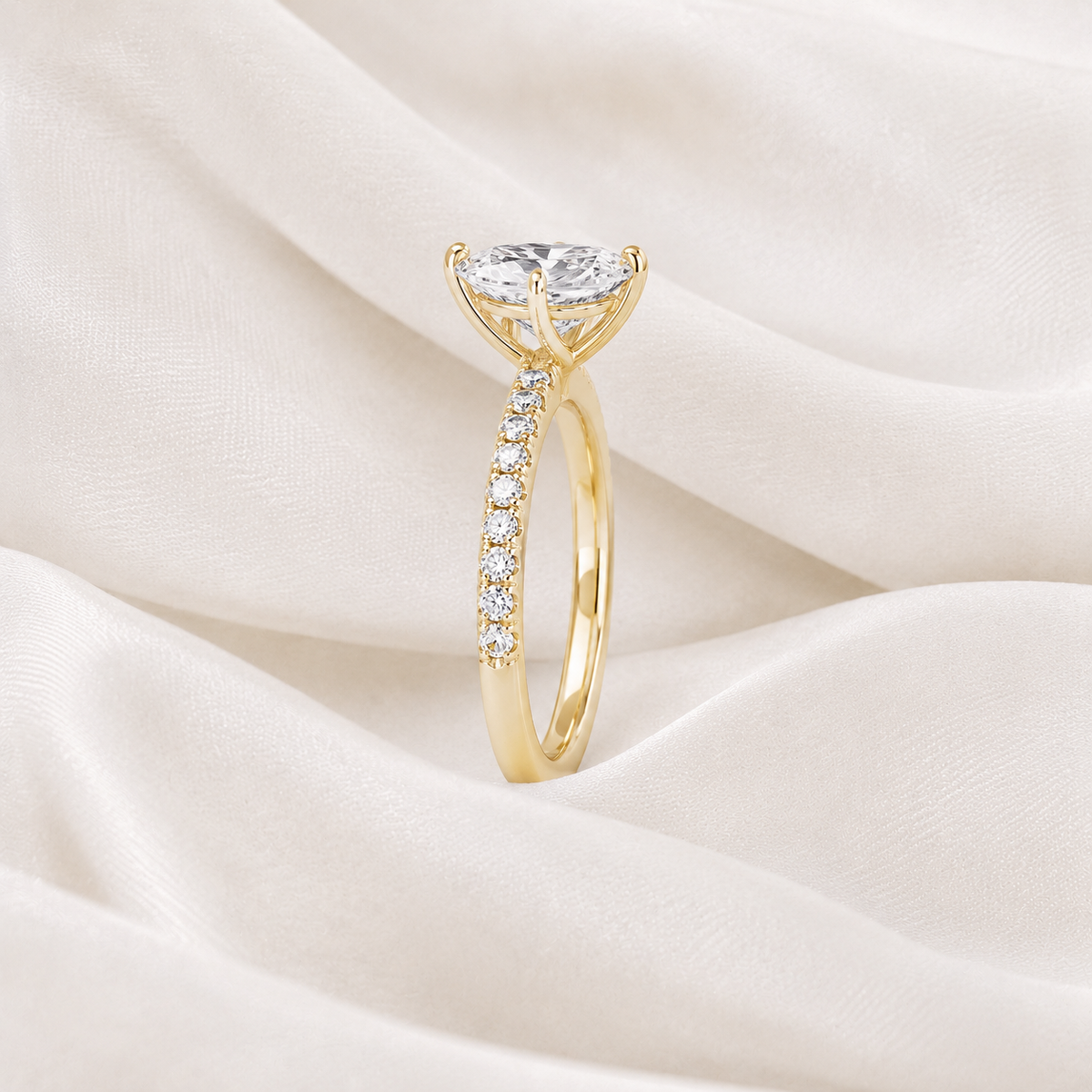 Marquise Diamond Pavé Engagement Ring | IGI Certified Lab-Grown | 1–5 CT | 14K & 18K Gold, Platinum