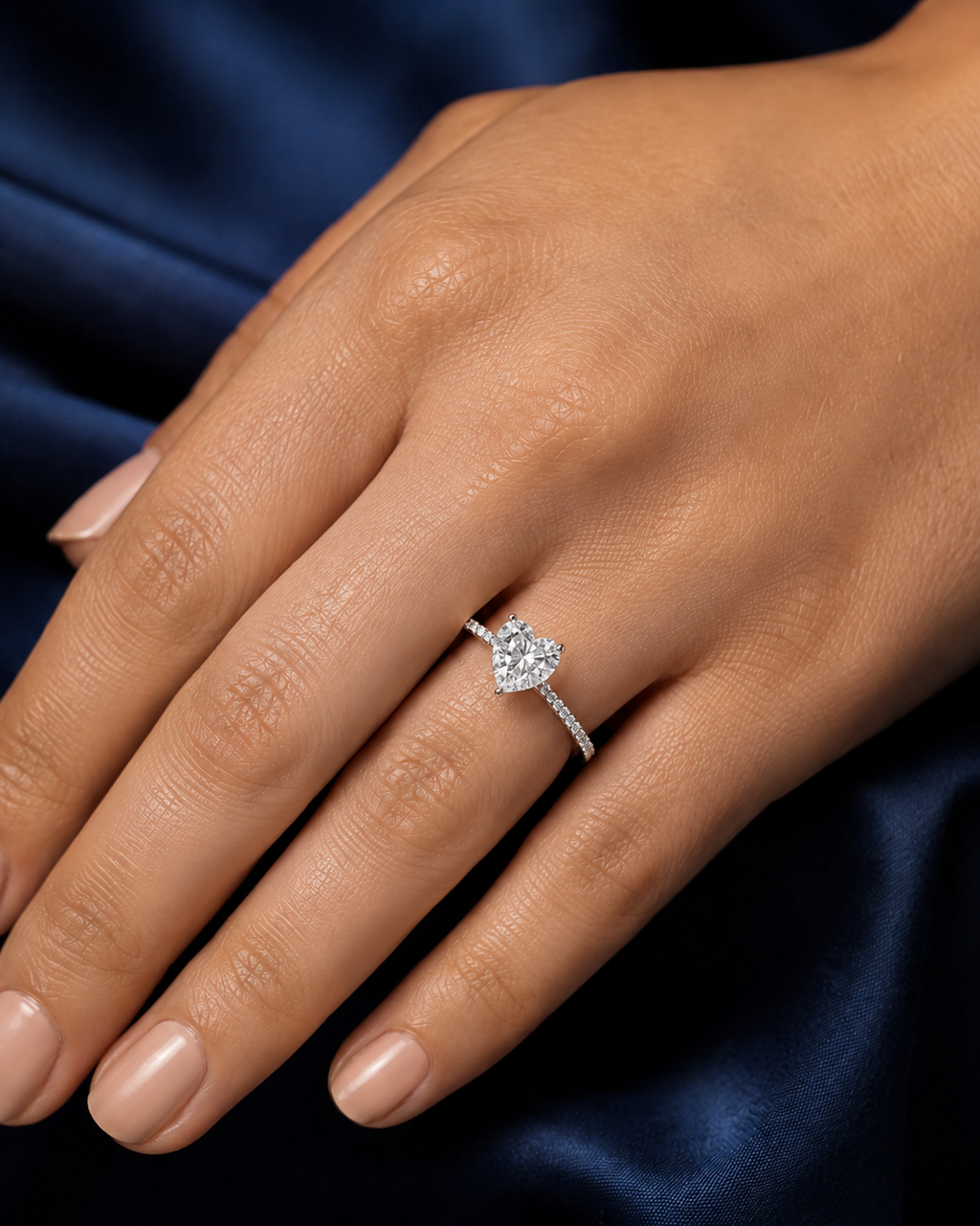 Heart Diamond Pavé Hidden Halo Engagement Ring | IGI Certified Lab-Grown | 1–5 CT | 14K & 18K Gold, Platinum