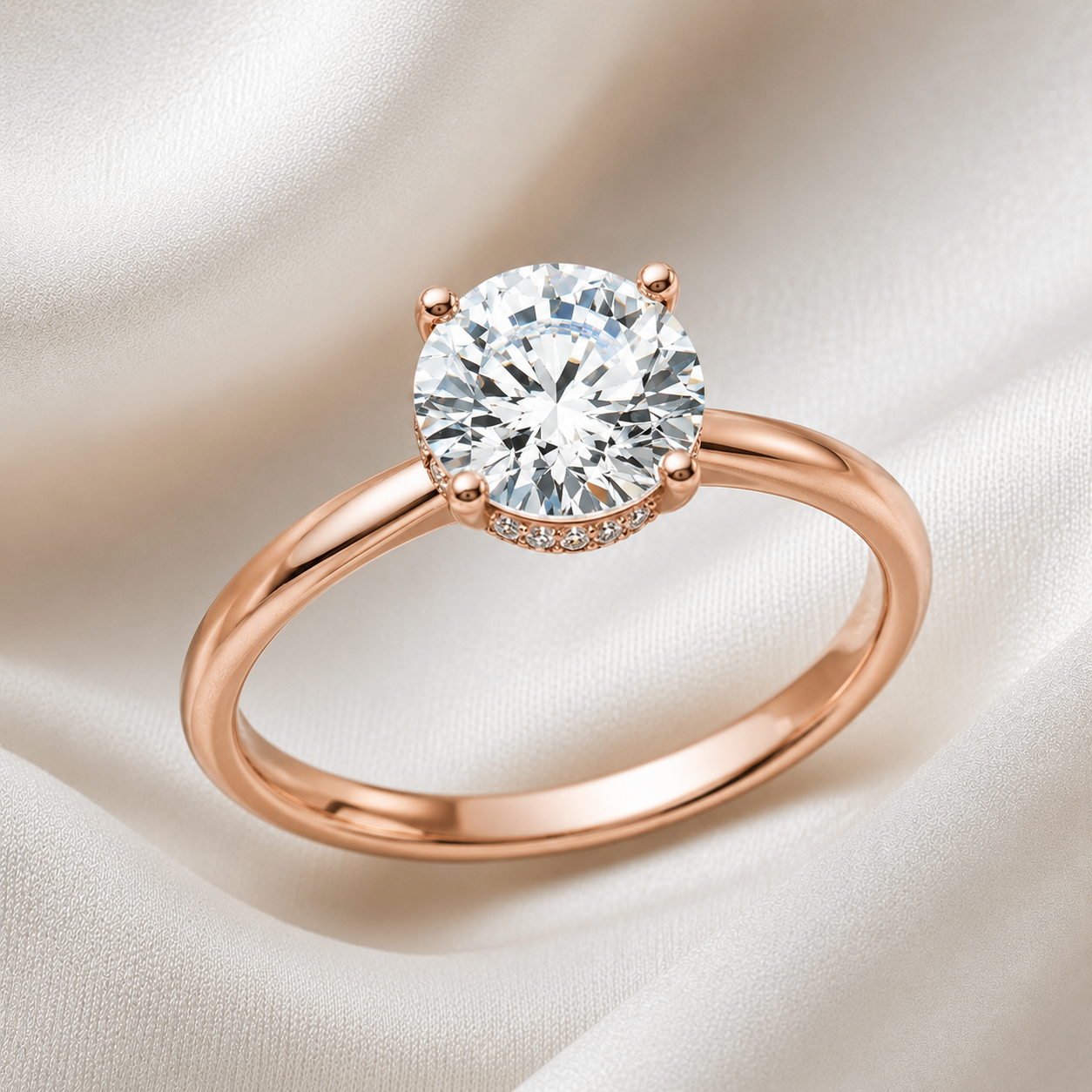 Hidden Halo Round Brilliant Engagement Ring