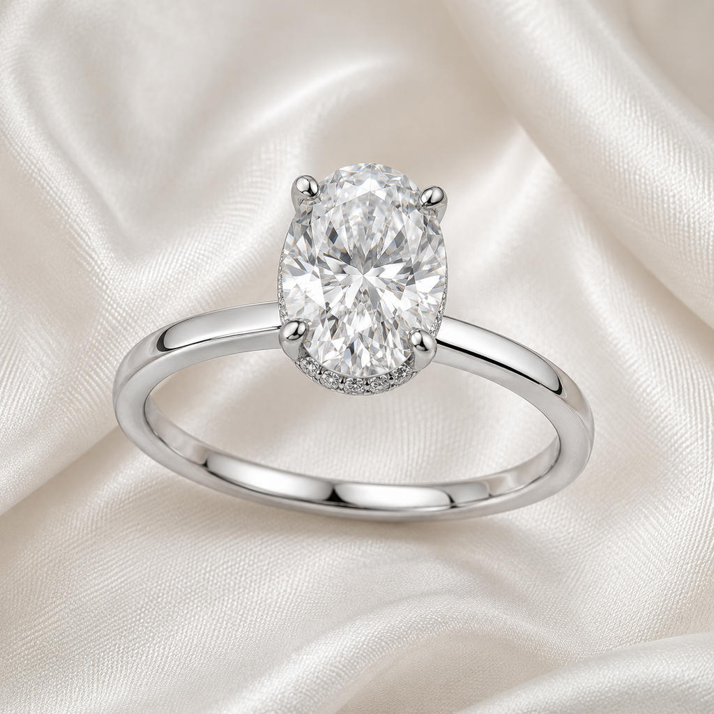Hidden Halo Oval Engagement Ring