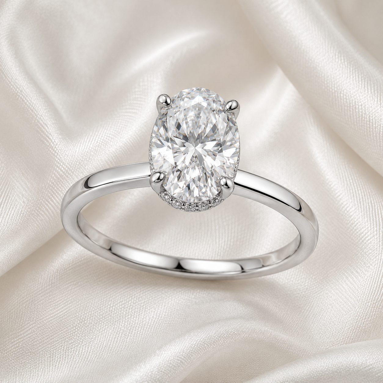 Hidden Halo Oval Engagement Ring