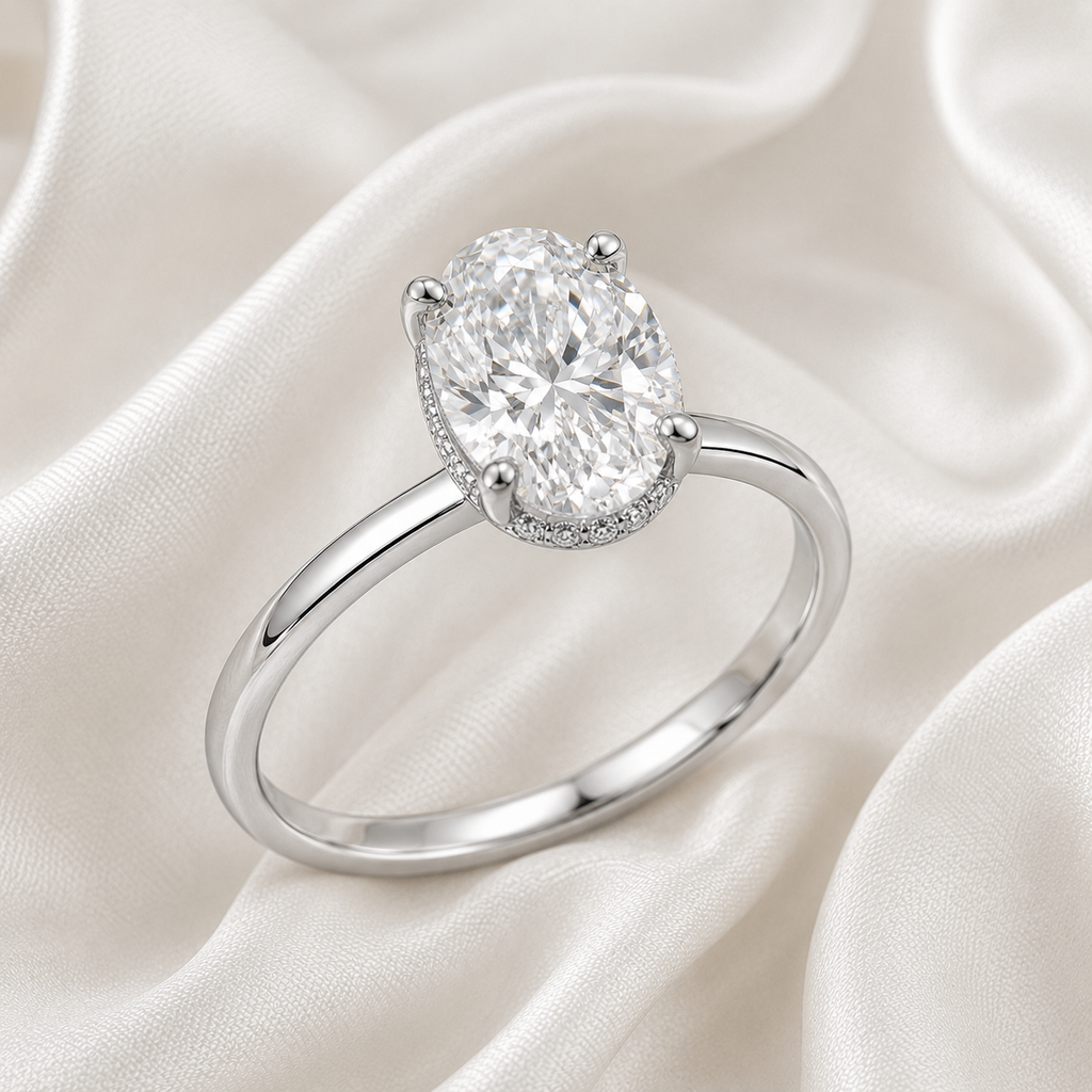 Hidden Halo Oval Engagement Ring