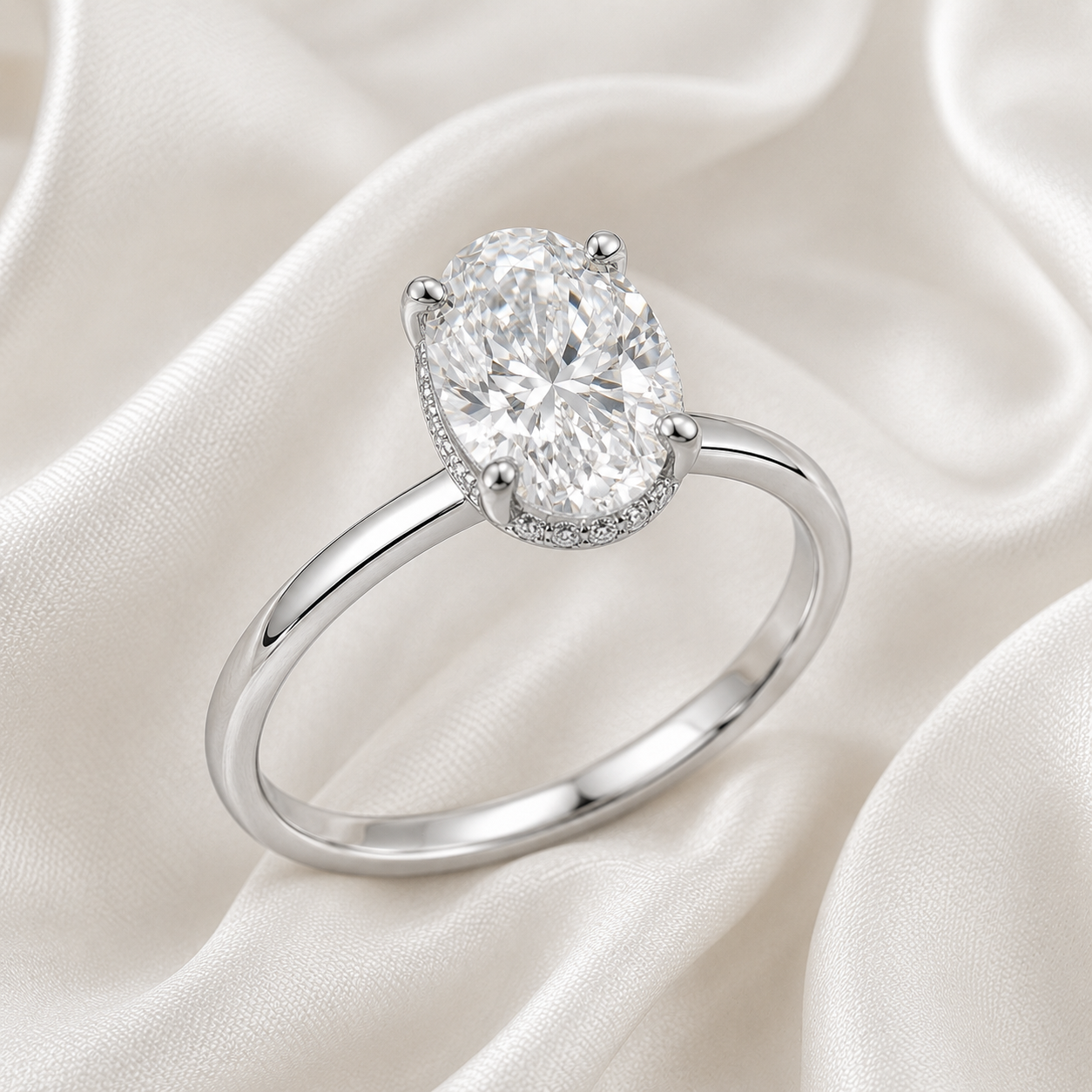 Hidden Halo Oval Engagement Ring