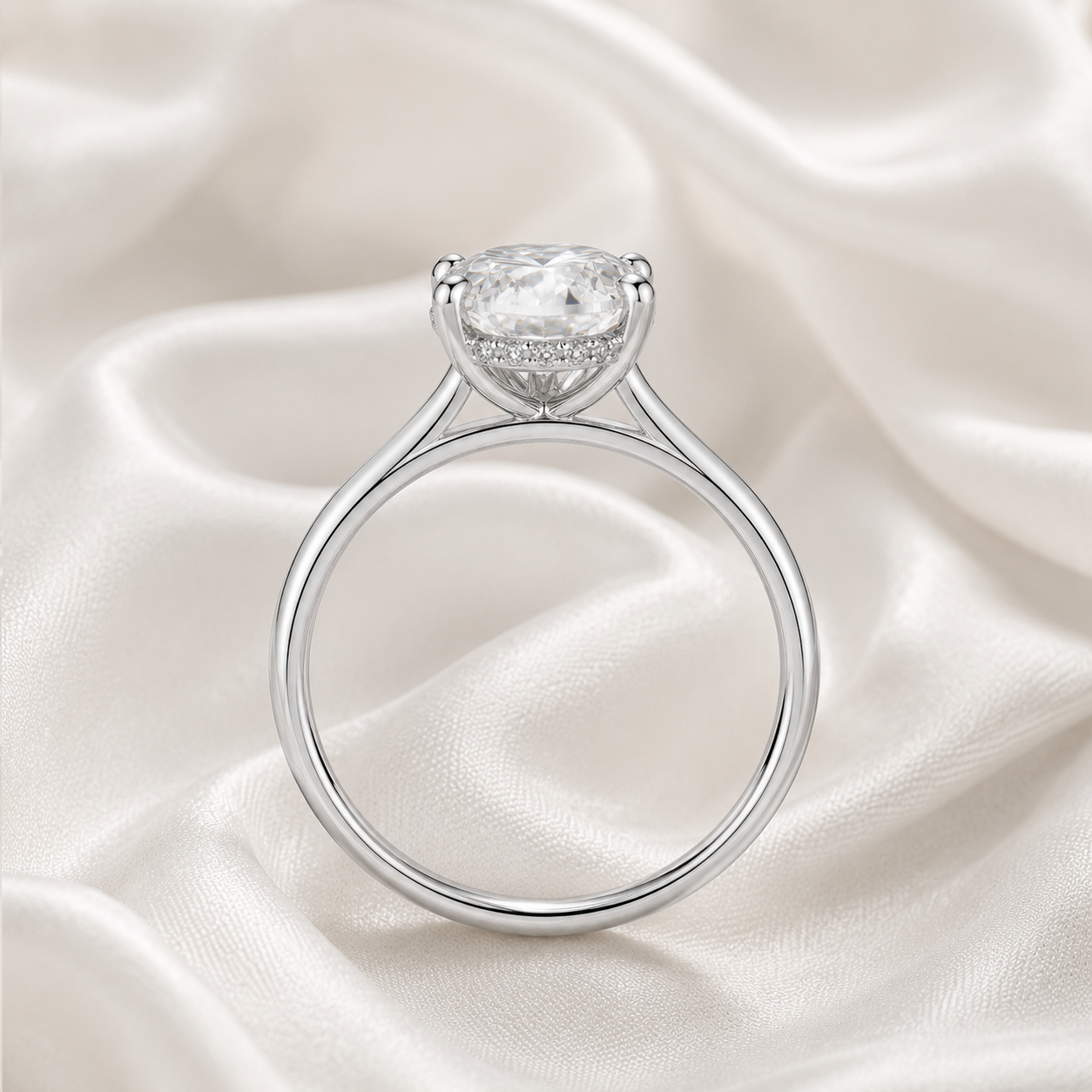 Hidden Halo Oval Engagement Ring