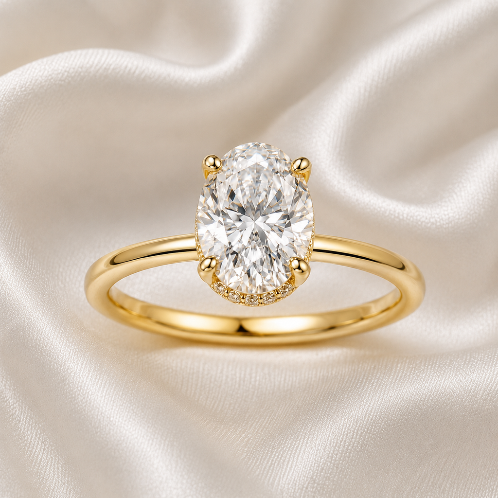 Hidden Halo Oval Engagement Ring