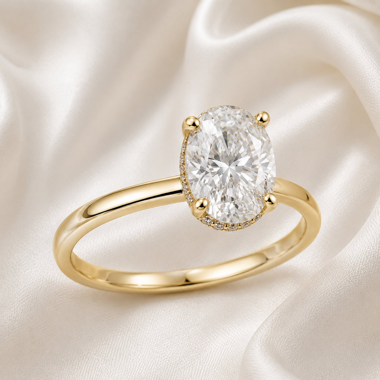 Hidden Halo Oval Engagement Ring