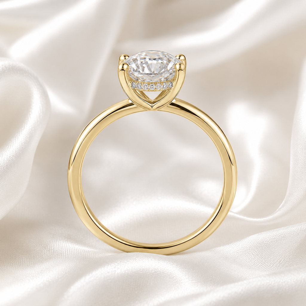 Hidden Halo Oval Engagement Ring
