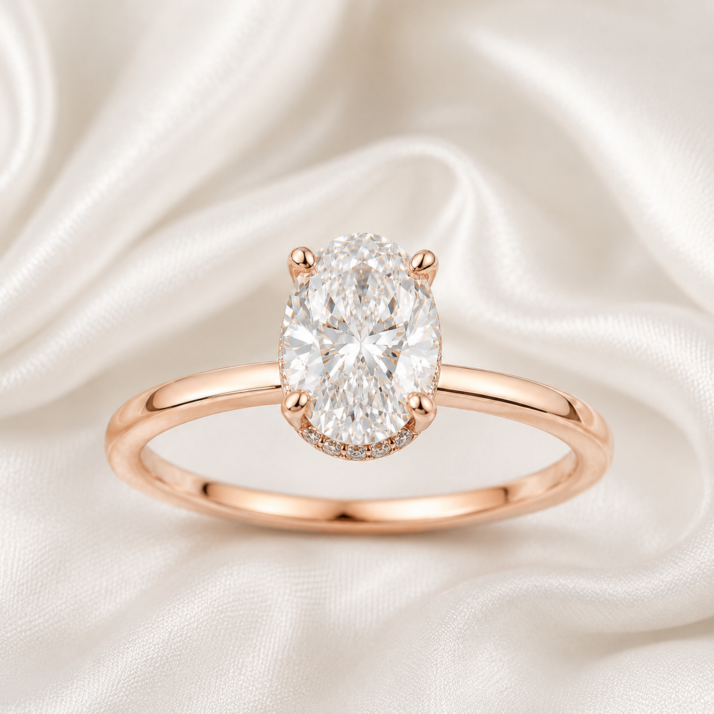 Hidden Halo Oval Engagement Ring