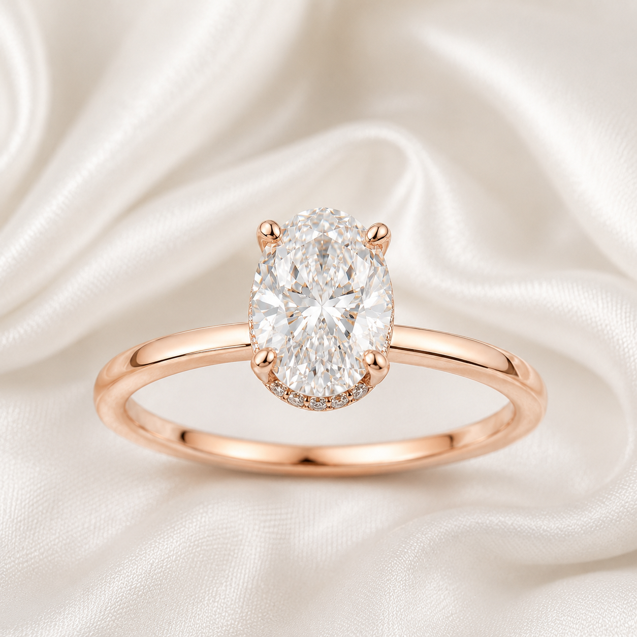 Hidden Halo Oval Engagement Ring