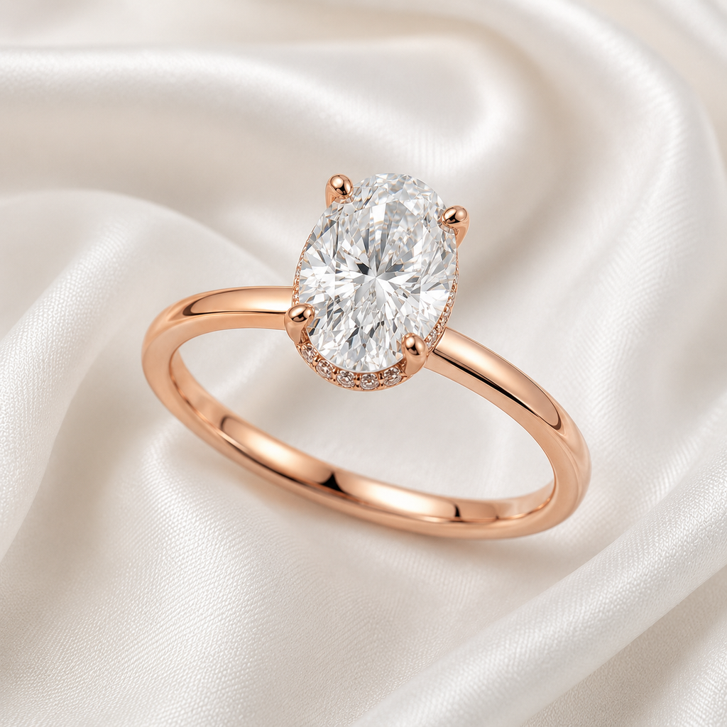 Hidden Halo Oval Engagement Ring