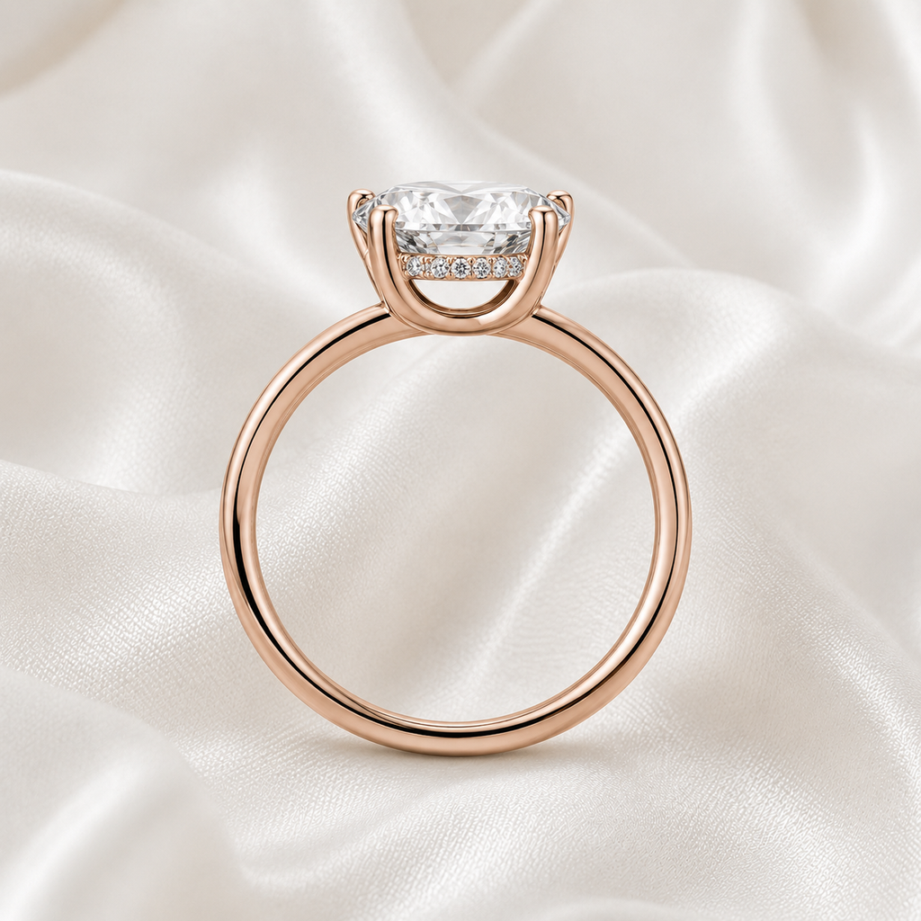 Hidden Halo Oval Engagement Ring