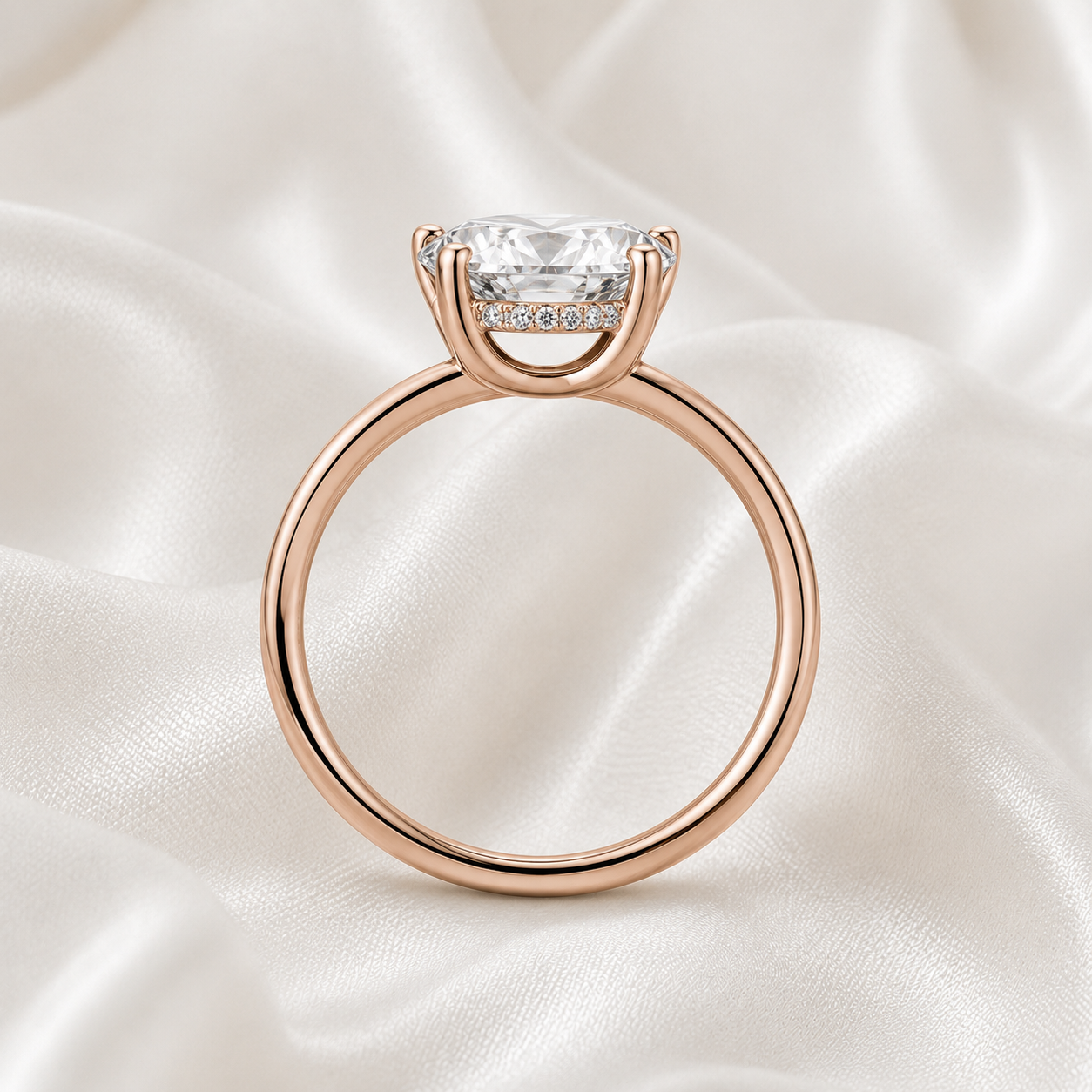 Hidden Halo Oval Engagement Ring