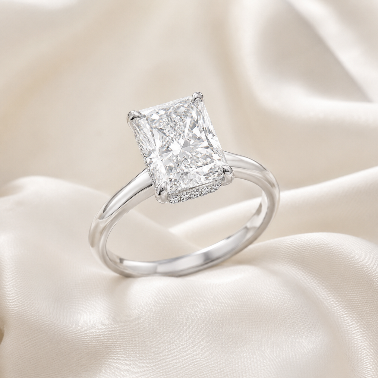 Hidden Halo Radiant Engagement Ring