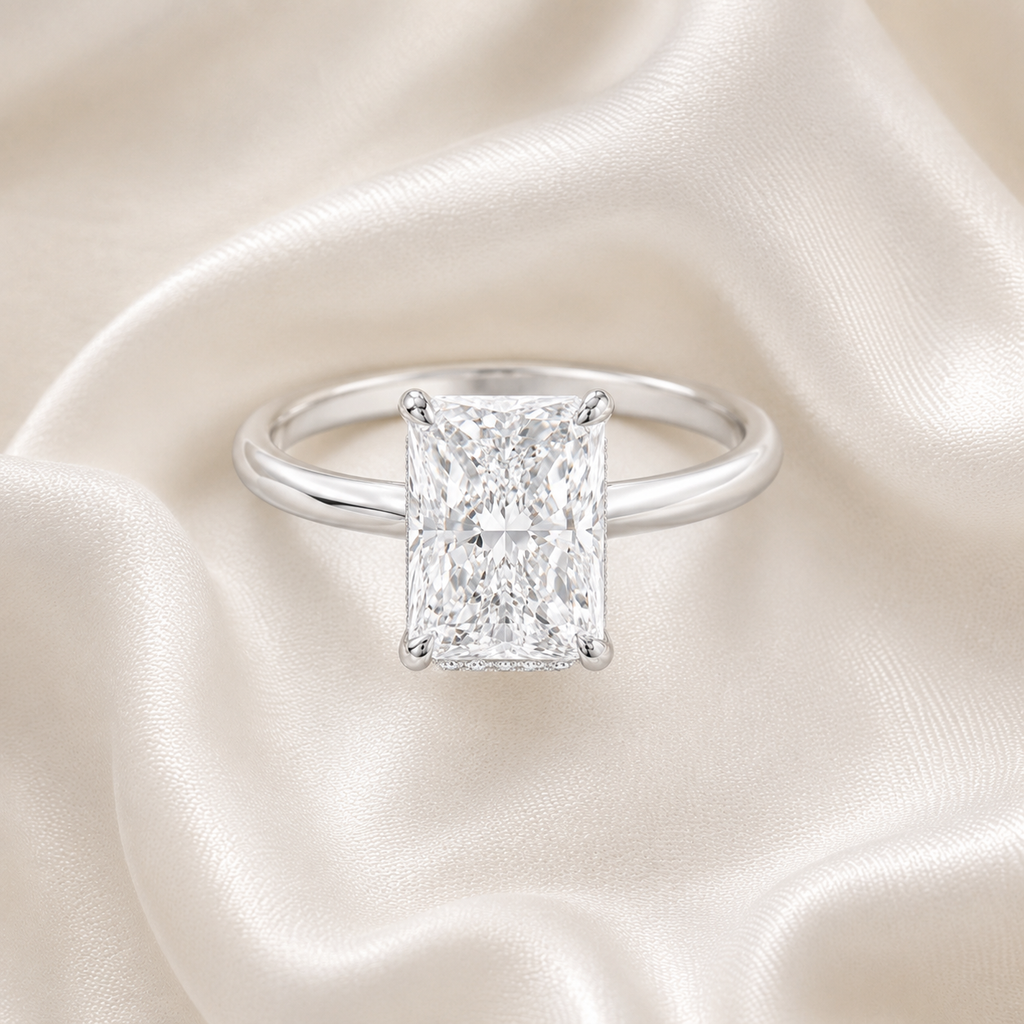 Hidden Halo Radiant Engagement Ring