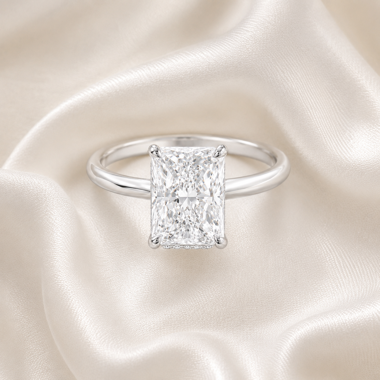 Hidden Halo Radiant Engagement Ring