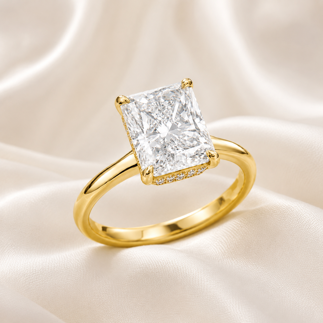 Hidden Halo Radiant Engagement Ring