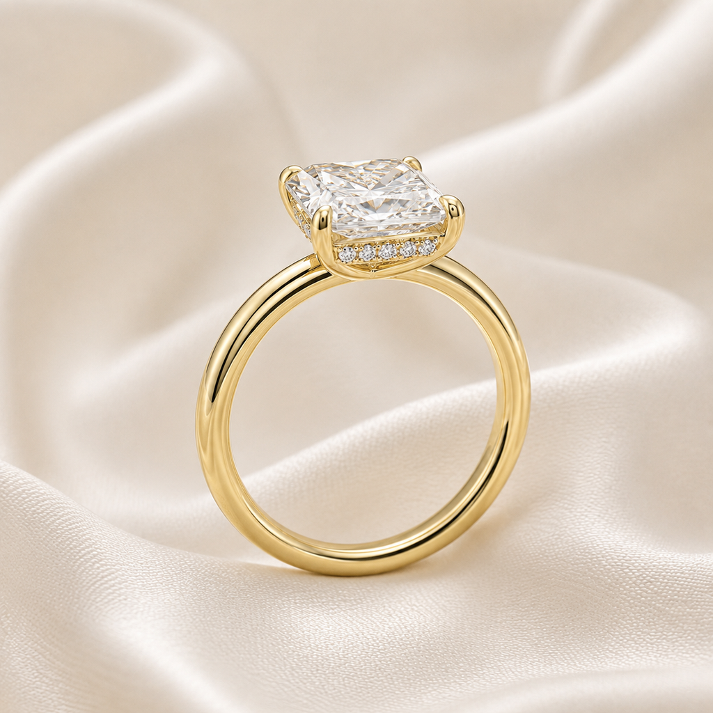 Hidden Halo Radiant Engagement Ring