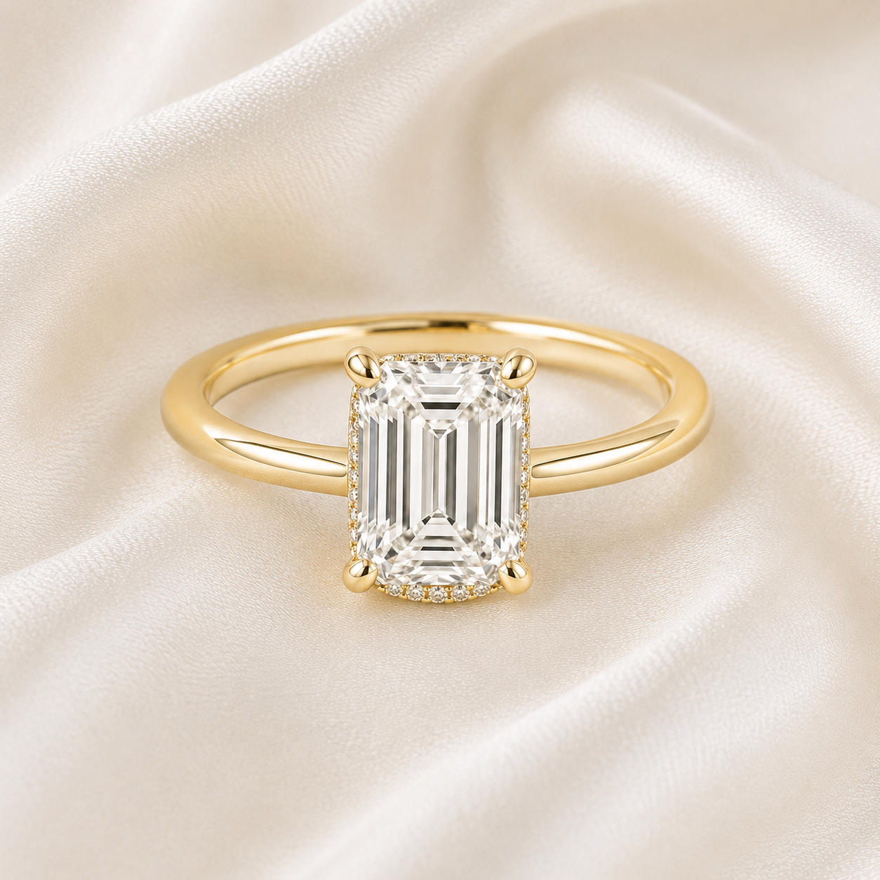 Hidden Halo Emerald Engagement Ring