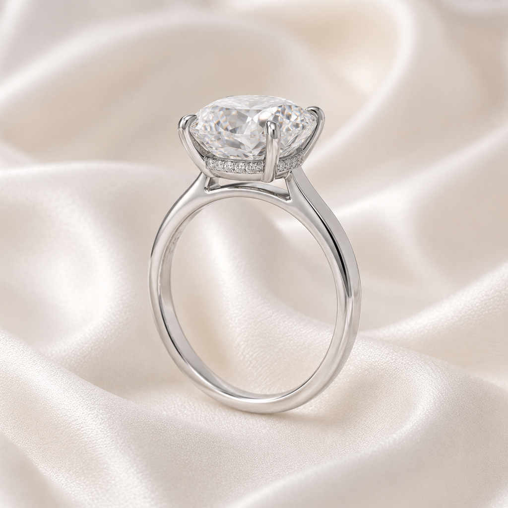 Hidden Halo Cushion Engagement Ring