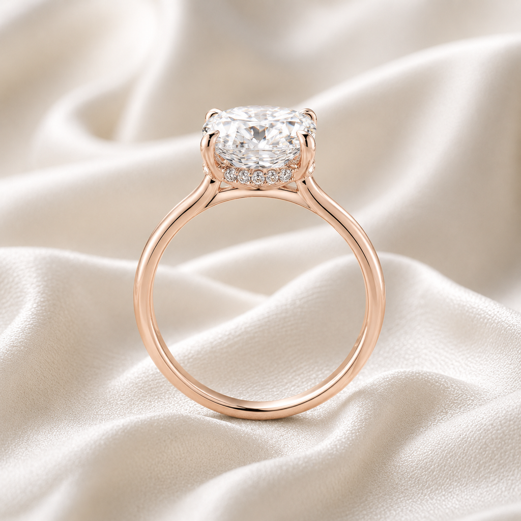 Hidden Halo Cushion Engagement Ring