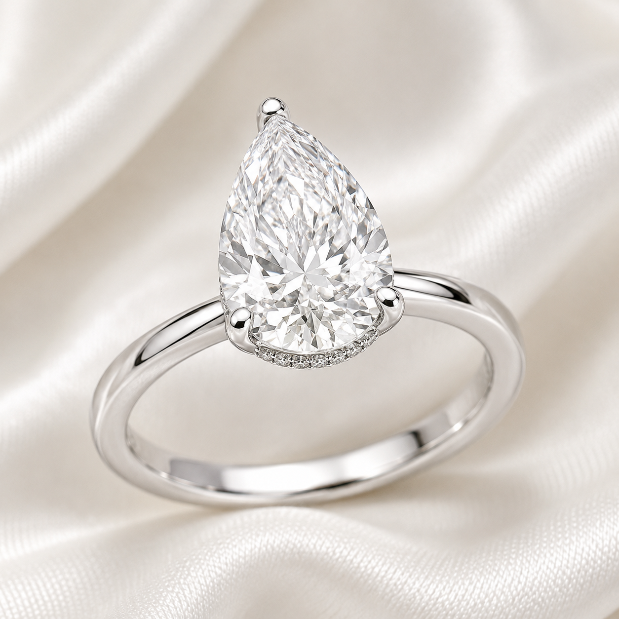 Hidden Halo Pear Engagement Ring