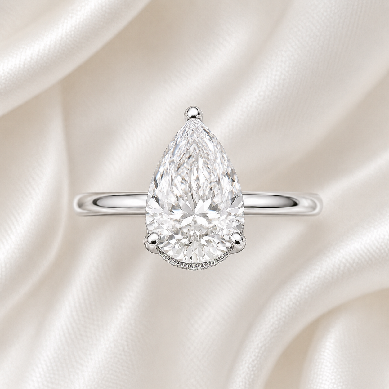 Hidden Halo Pear Engagement Ring
