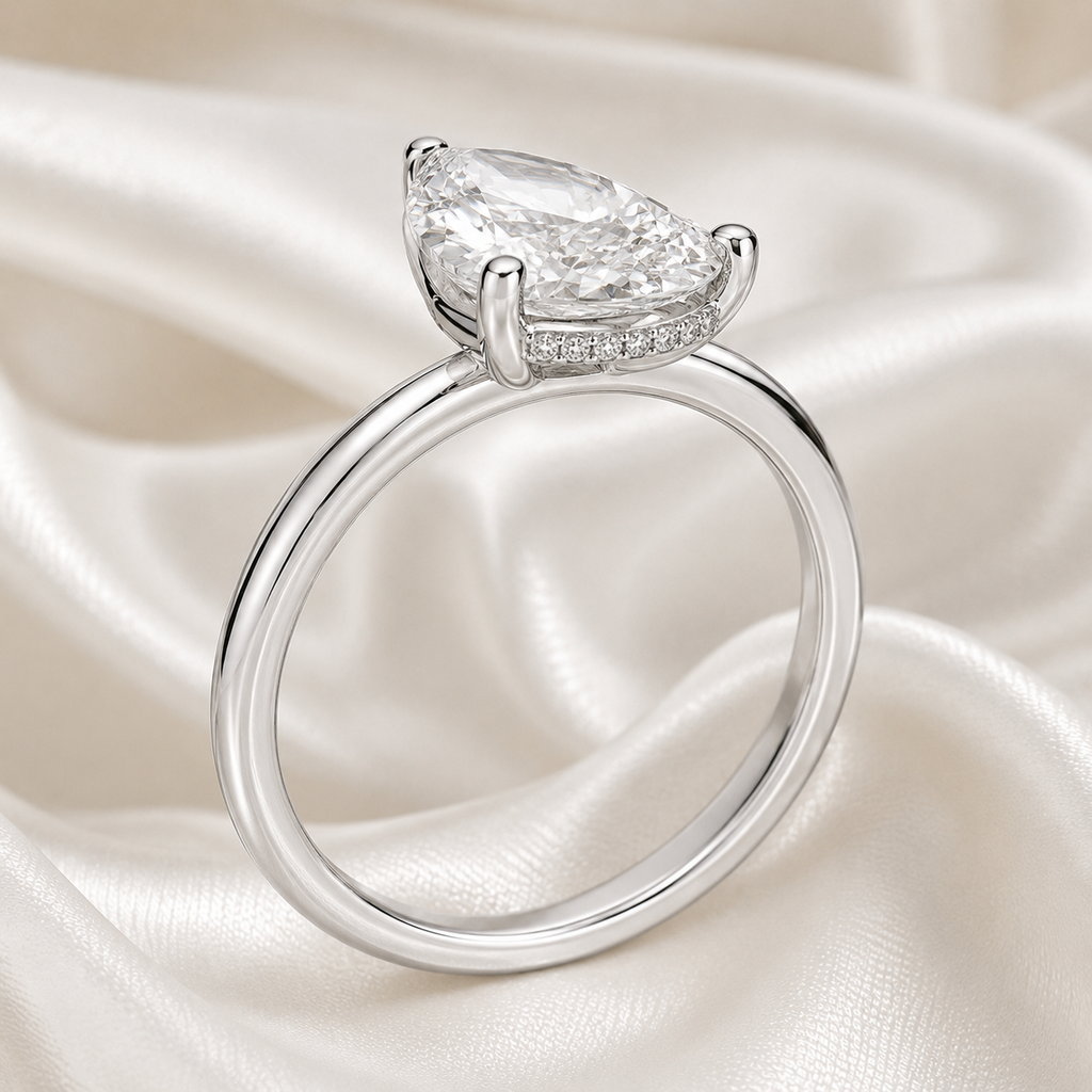 Hidden Halo Pear Engagement Ring