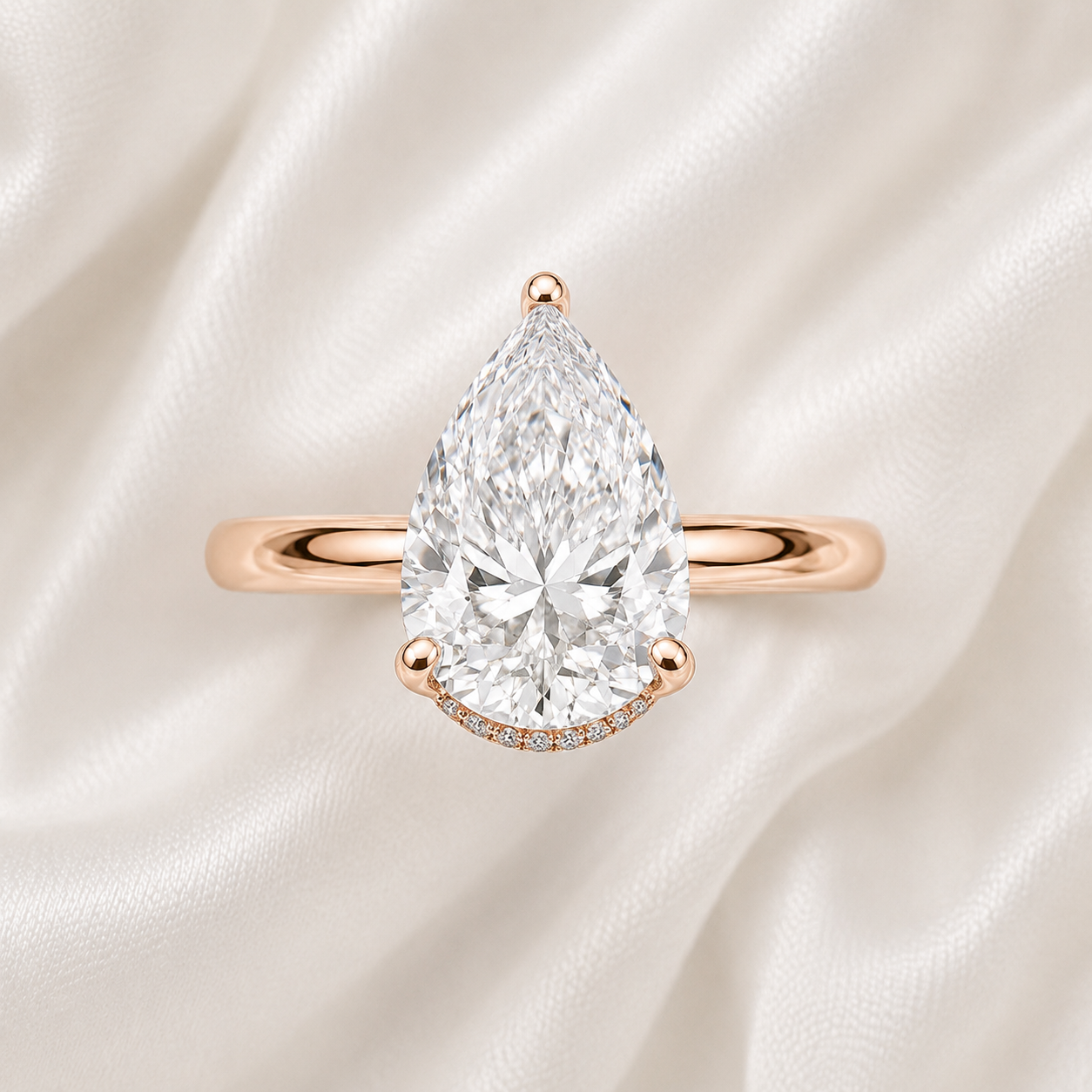 Hidden Halo Pear Engagement Ring