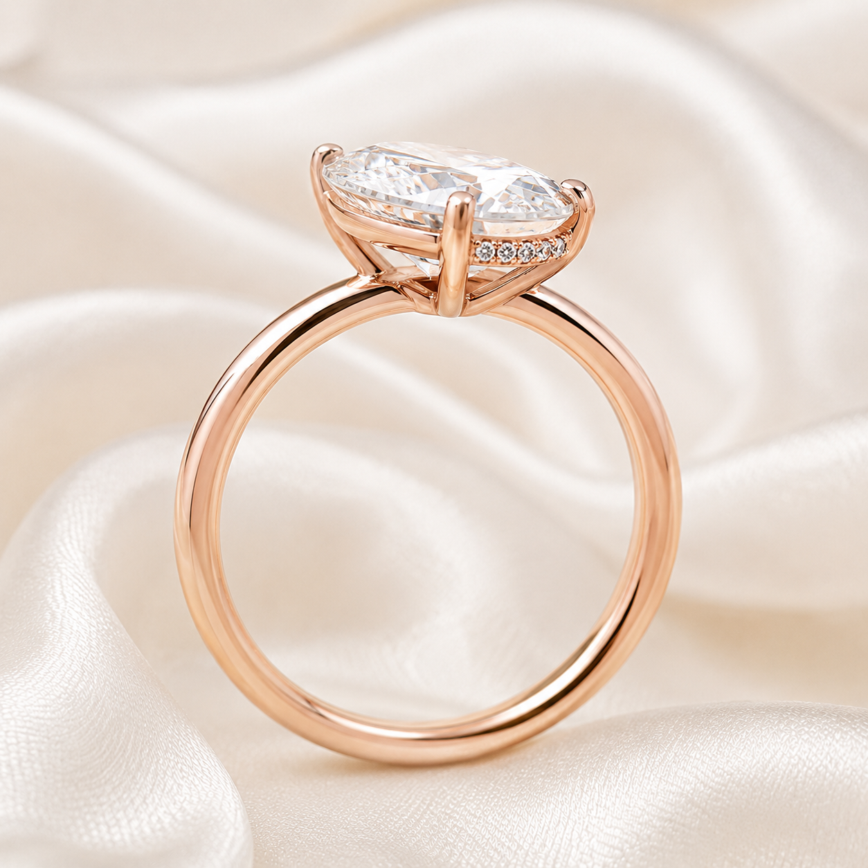 Hidden Halo Pear Engagement Ring