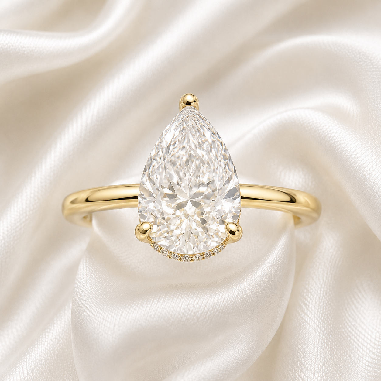 Hidden Halo Pear Engagement Ring